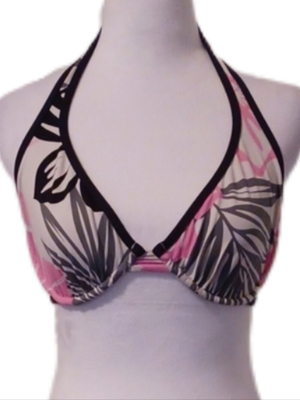-- Jag Jeans White & Black Striped Bikini Top Size Small